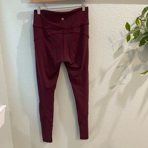 Lululemon maroon high rise leggings size 8